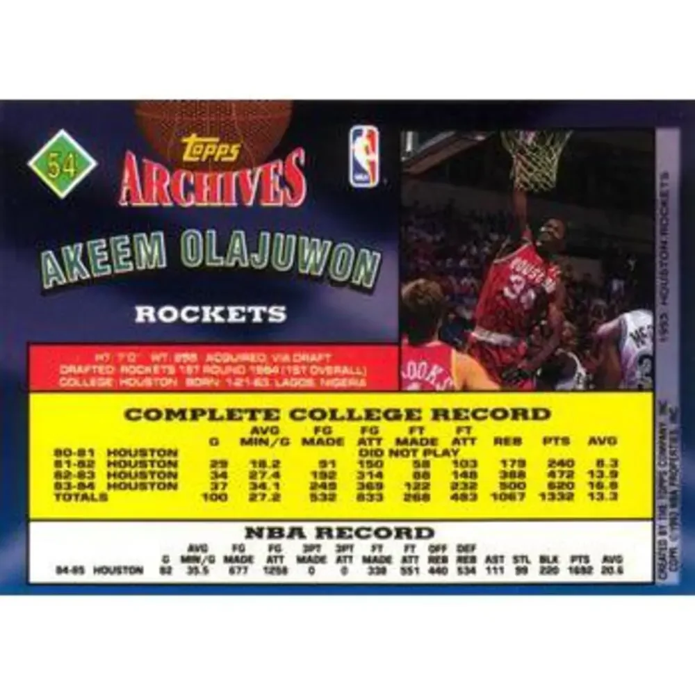 1992-93 Topps Archives Akeem Olajuwon #54 Houston Rockets